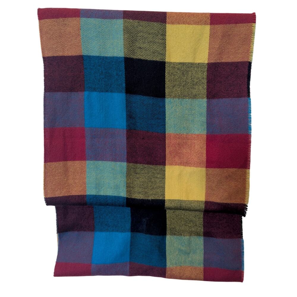Scottish Cashmere Check Print Autumn Rainbow Infinity Scarf